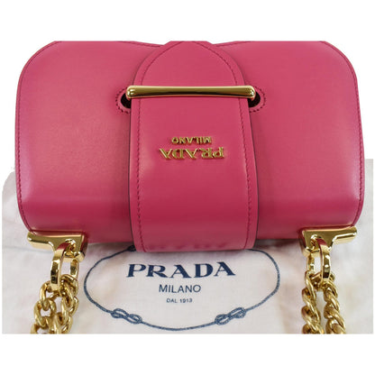 PRADA City Sidonie Small Leather Crossbody Bag Magenta