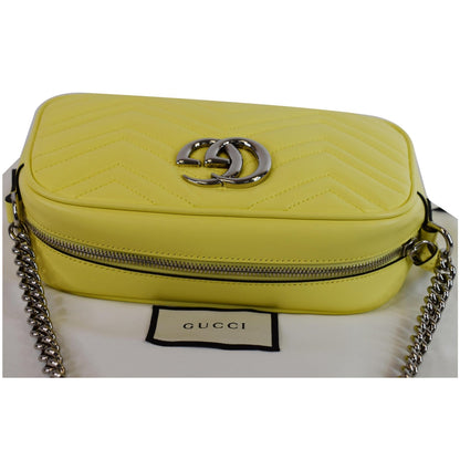 GUCCI GG Marmont Matelasse Small Leather Crossbody Bag Pastel Yellow