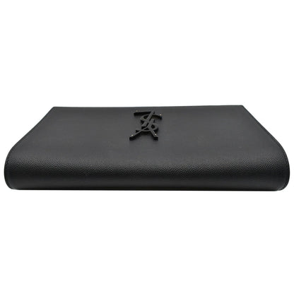 YVES SAINT LAURENT Kate Pebbled Leather Clutch Wallet Black