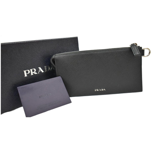 PRADA Saffiano Leather Phone Pouch Bag Black - 10% OFF