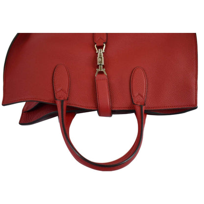 GUCCI Jackie Large Top Handle Leather Tote Bag Red 362970
