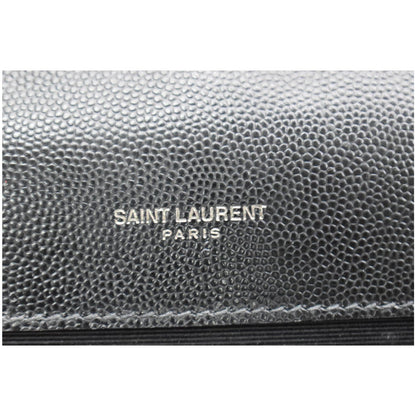 YVES SAINT LAURENT Envelope Large Grain De Poudre Leather Shoulder Bag Black