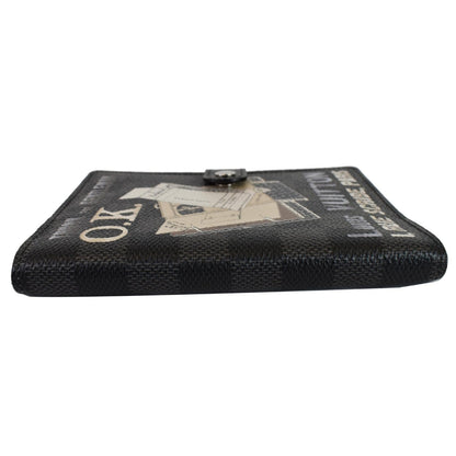 LOUIS VUITTON Damier Graphite I Rue Scribe Small Ring Agenda Cover Black