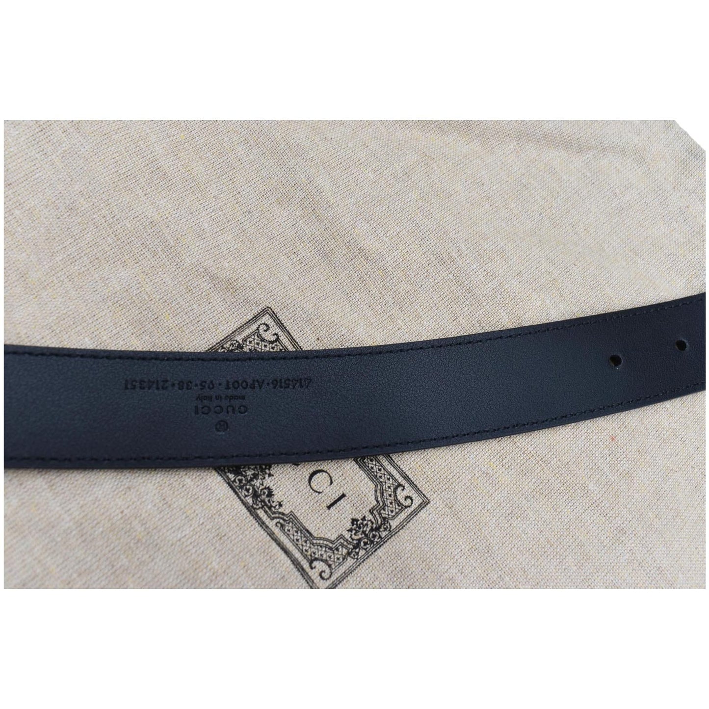 GUCCI Double G Buckle Leather Belt Black 414516