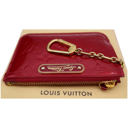 LOUIS VUITTON Pochette Key Cles Monogram Vernis Coin Case Red