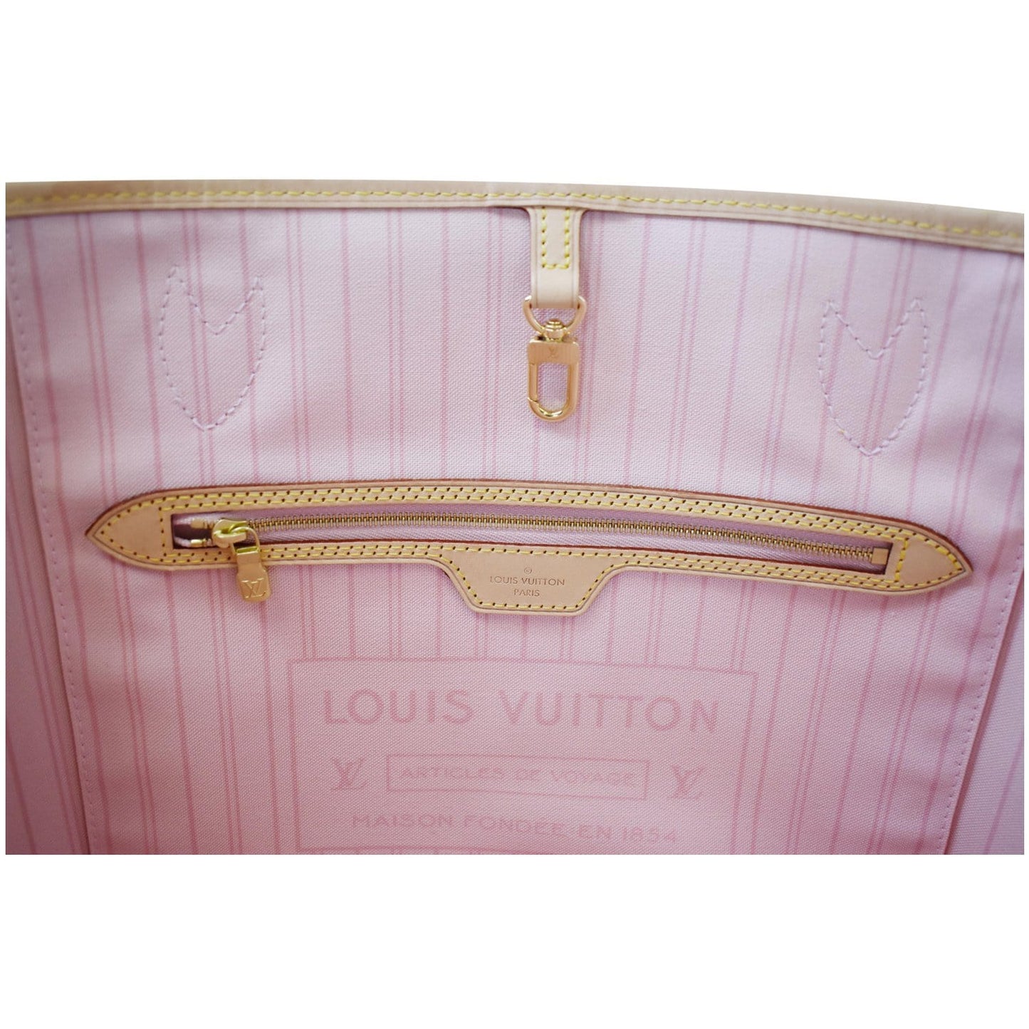 LOUIS VUITTON Neverfull MM Damier Azur Tote Shoulder Bag Rose Ballerine