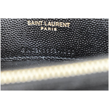 YVES SAINT LAURENT Envelope Chevron Grain De Poudre Envelope Chain Wallet Black