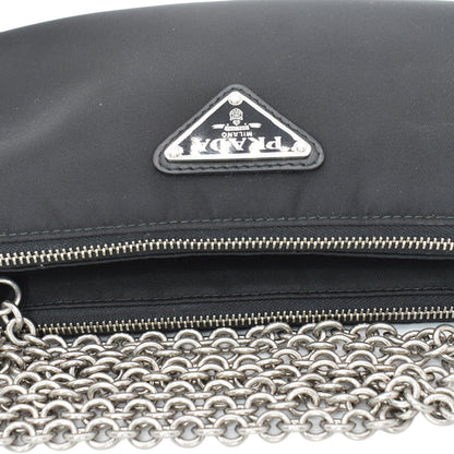 PRADA Mini Nylon Chain Crossbody Bag Black