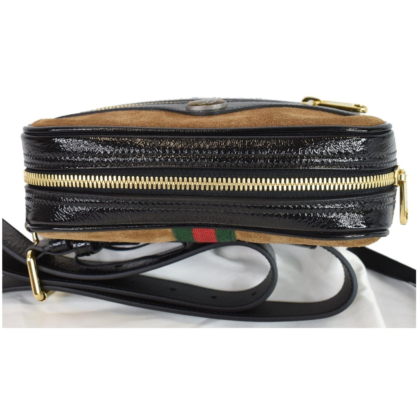 GUCCI Ophidia Small Suede Web Belt Waist Bag Brown 517076