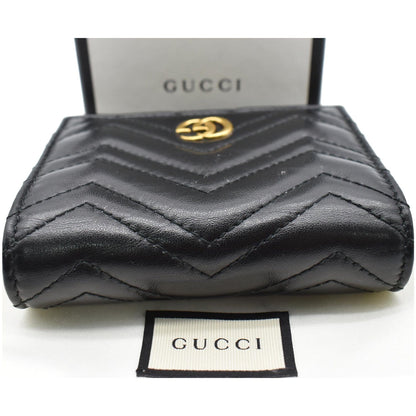 Gucci Marmont GG Matelasse Leather Card Case Wallet Black 466492