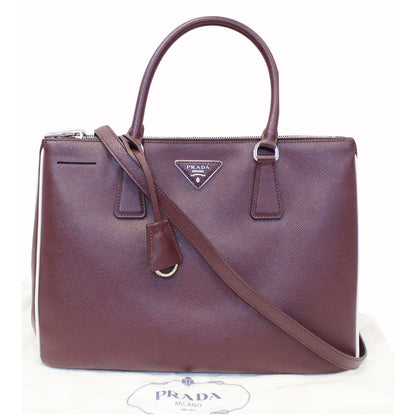 PRADA Lux Large Saffiano Leather Tote Shoulder Bag Burgundy
