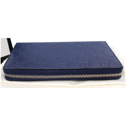 GUCCI Zip Around NY New York Yankees Patch Guccissima Wallet Blue - Last Call