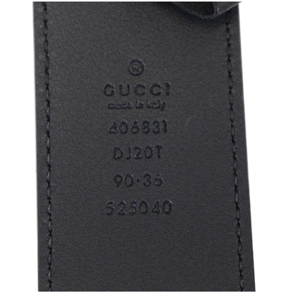 GUCCI Double G Buckle Leather Belt Black Size 41
