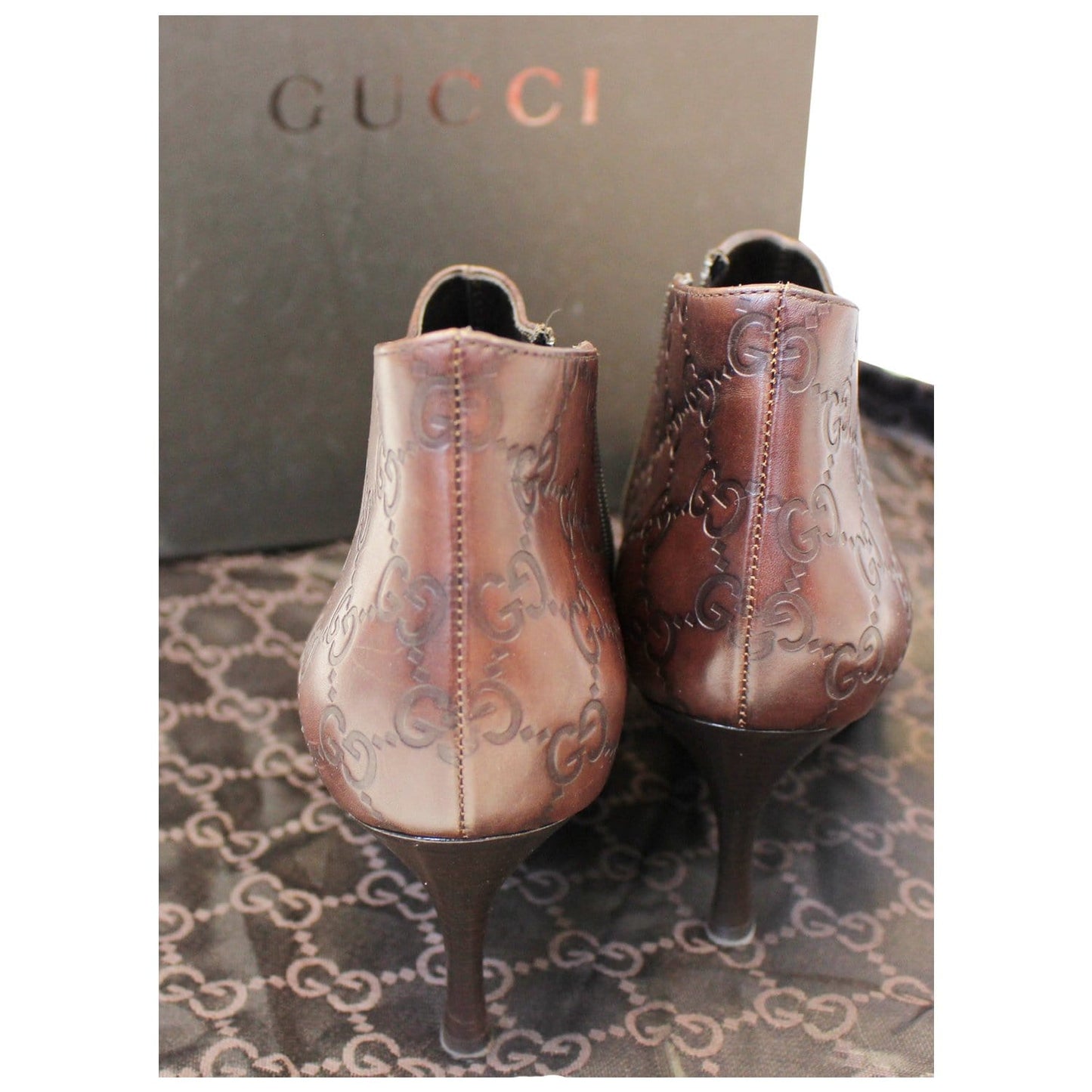 GUCCI Guccissima Leather Brown Boots Size 9B 146754