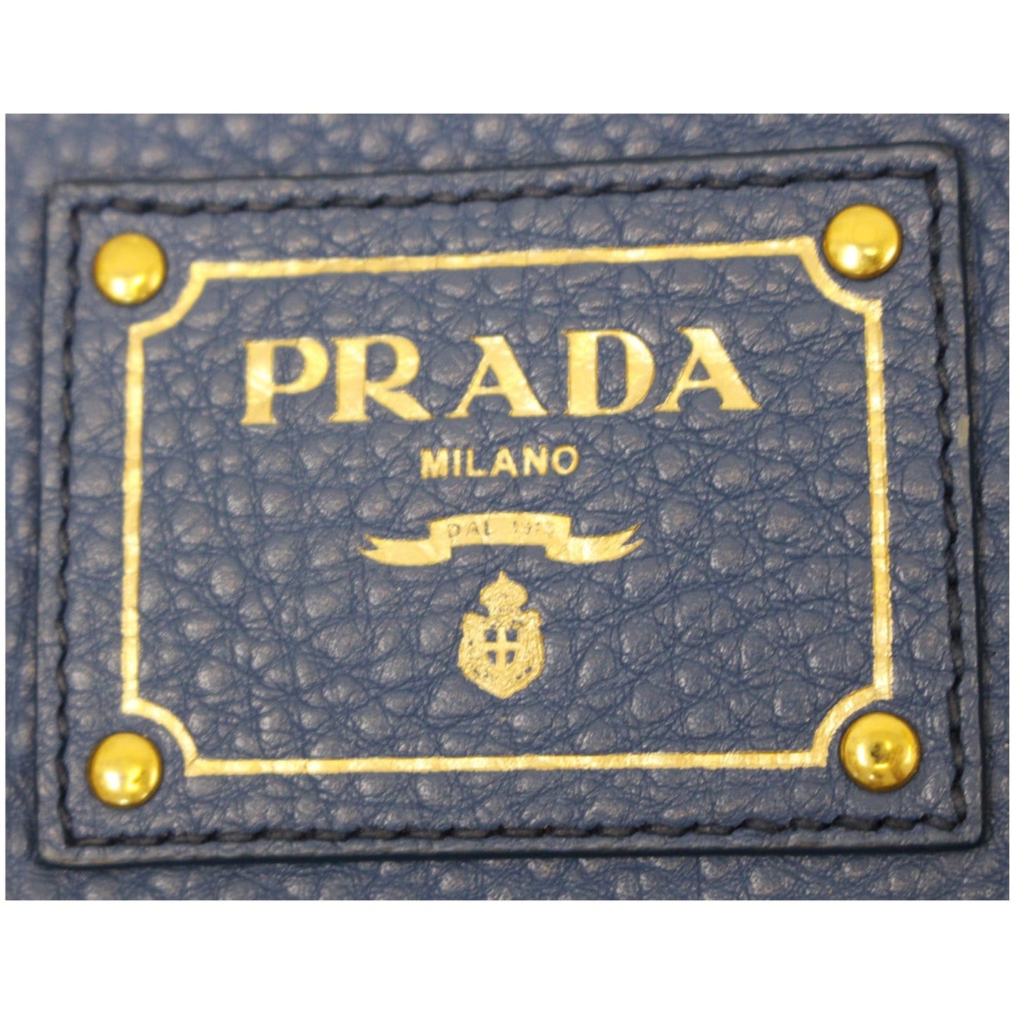PRADA Vitello Phenix Leather Tote Bag Blue