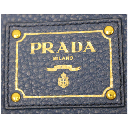 PRADA Vitello Phenix Leather Tote Bag Blue