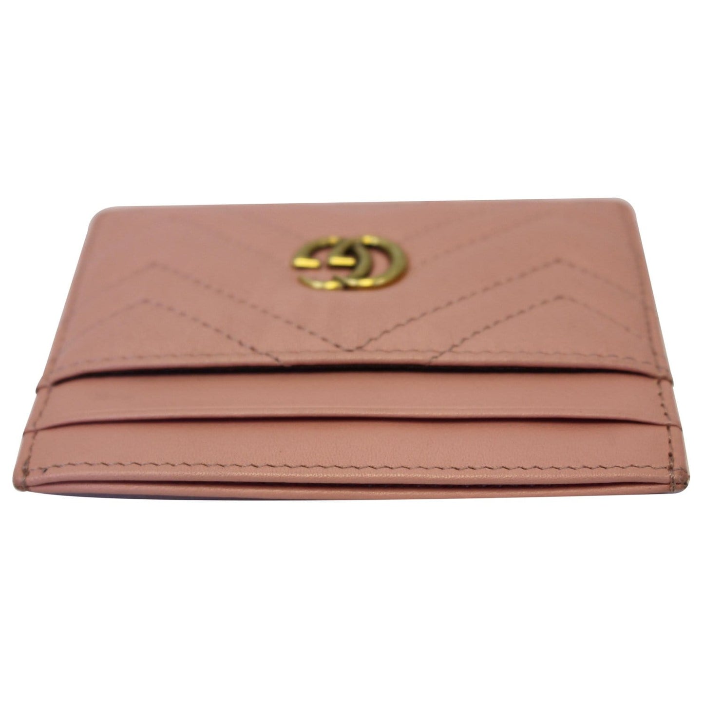 GUCCI GG Marmont Leather Card Case Taupe Pink 443127