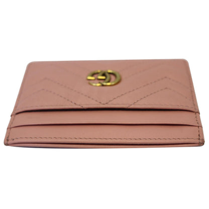 GUCCI GG Marmont Leather Card Case Taupe Pink 443127