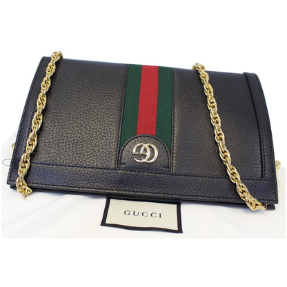 GUCCI Ophidia Small Web Calfskin Shoulder Bag Black 503877