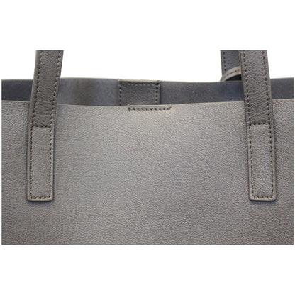 Yves Saint Laurent Leather Shopping Tote Bag Grey