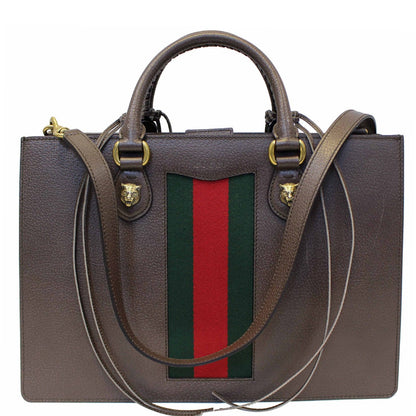 GUCCI Animalier Leather Top Handle Bag Brown 431275