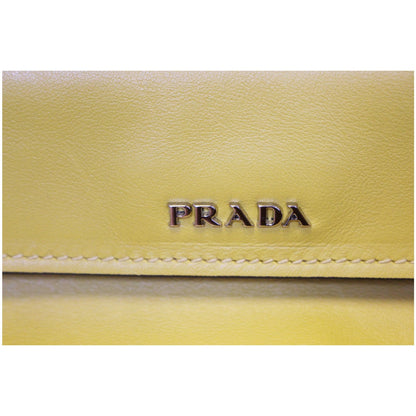 PRADA City Calf Buckle Tote Bag Yellow