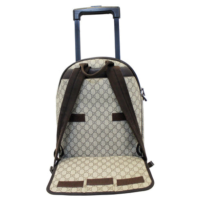 Gucci GG Supreme Canvas Trolley Backpack Bag Beige