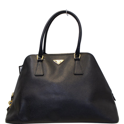 PRADA Saffiano Dome Black Leather Satchel Bag