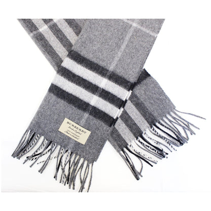 BURBERRY Classic Check Cashmere Scarf Grey