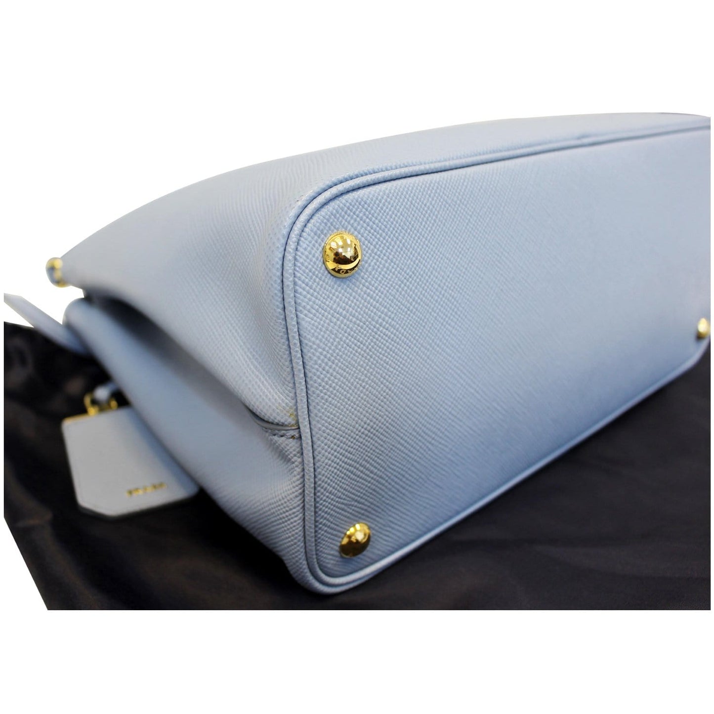 PRADA Lux Saffiano Leather Tote Shoulder Bag Blue