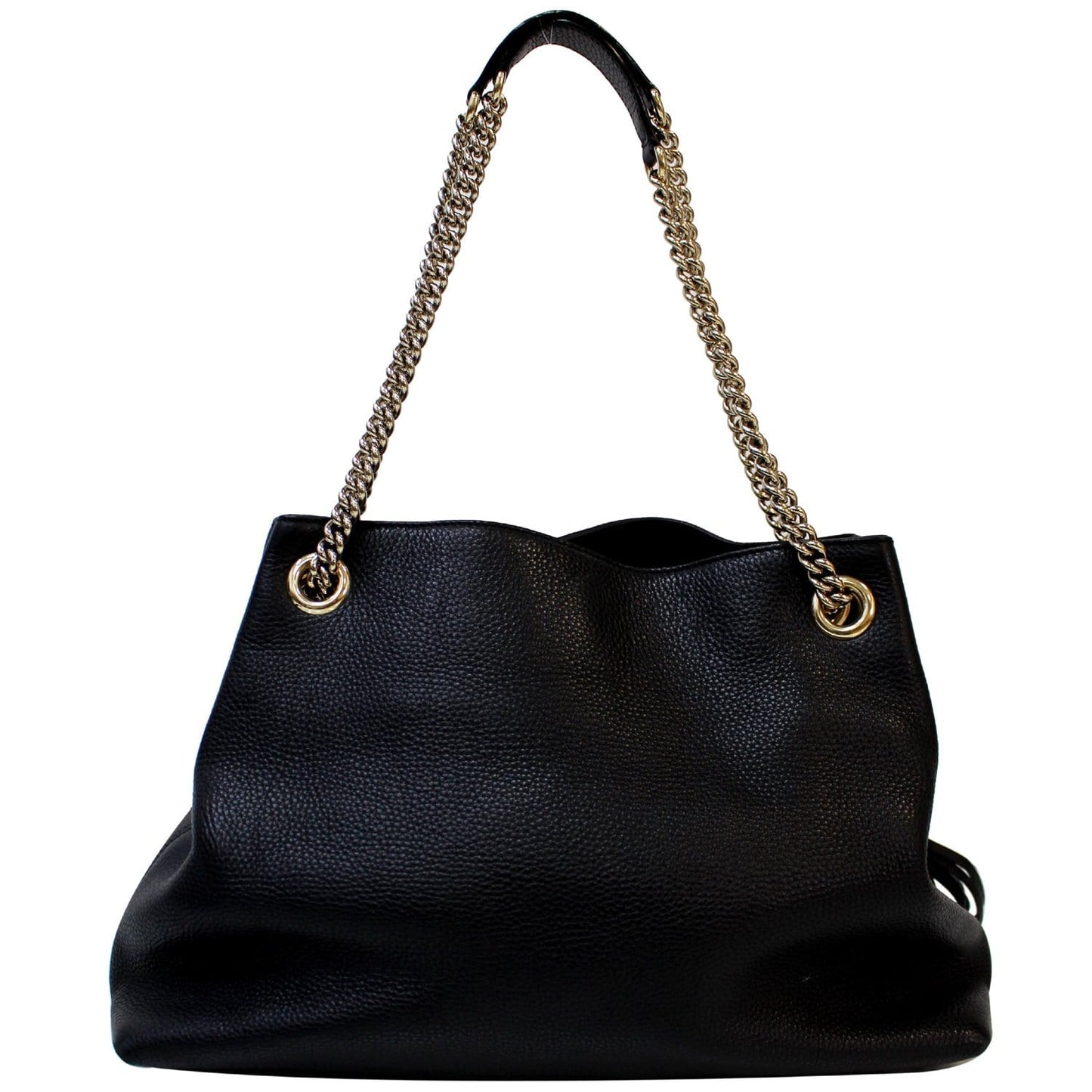 GUCCI Soho Pebbled Leather Chain Shoulder Bag 308982 Black