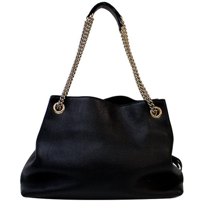 GUCCI Soho Pebbled Leather Chain Shoulder Bag 308982 Black