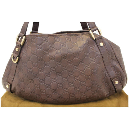 GUCCI Abbey Medium Leather Tote Shoulder Bag Dark Brown