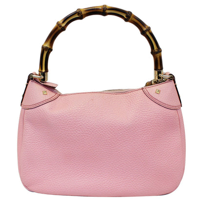 GUCCI Calfskin Bamboo Top Handle Bag Pink