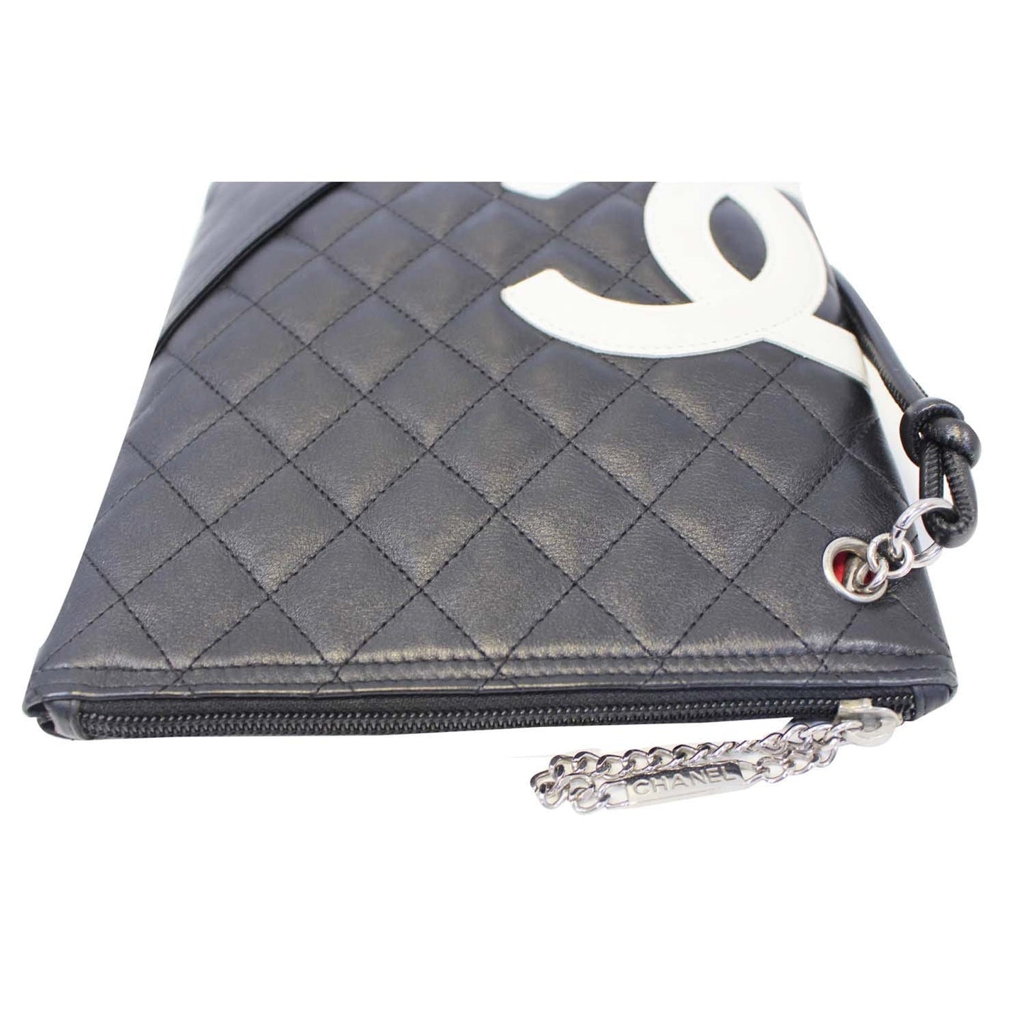 CHANEL Cambon Flat Calfskin Leather Messenger Crossbody Bag Black
