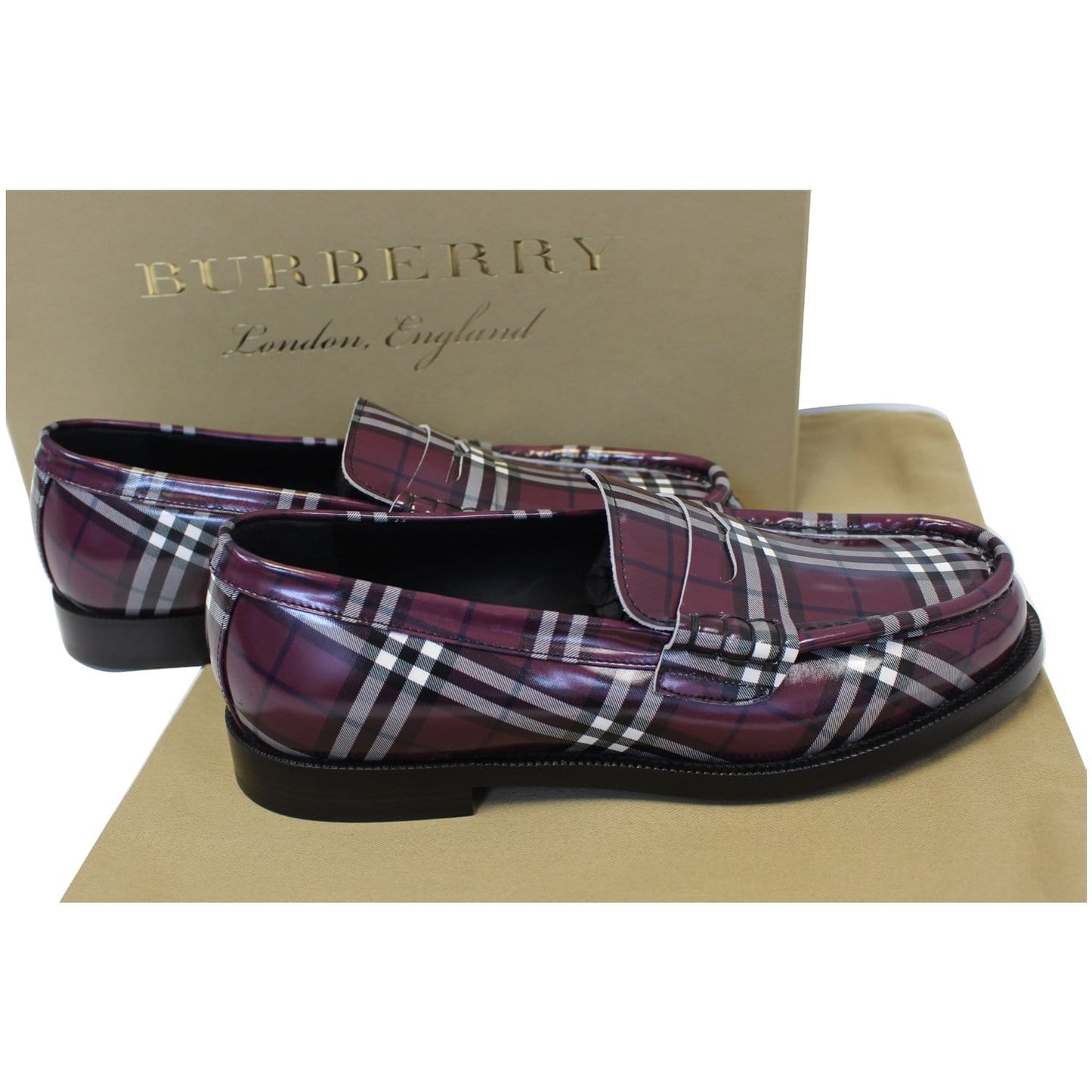 BURBERRY Gosha X Burberry Check Leather Loafers US 9
