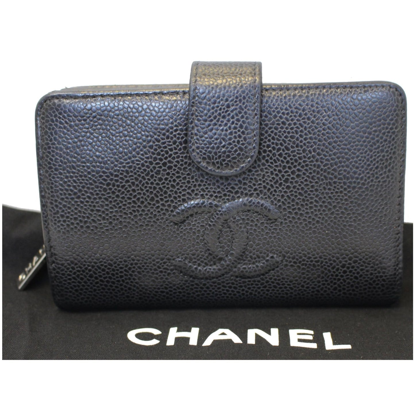 CHANEL CC Caviar Leather Bifold Wallet Black