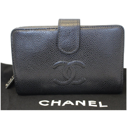 CHANEL CC Caviar Leather Bifold Wallet Black