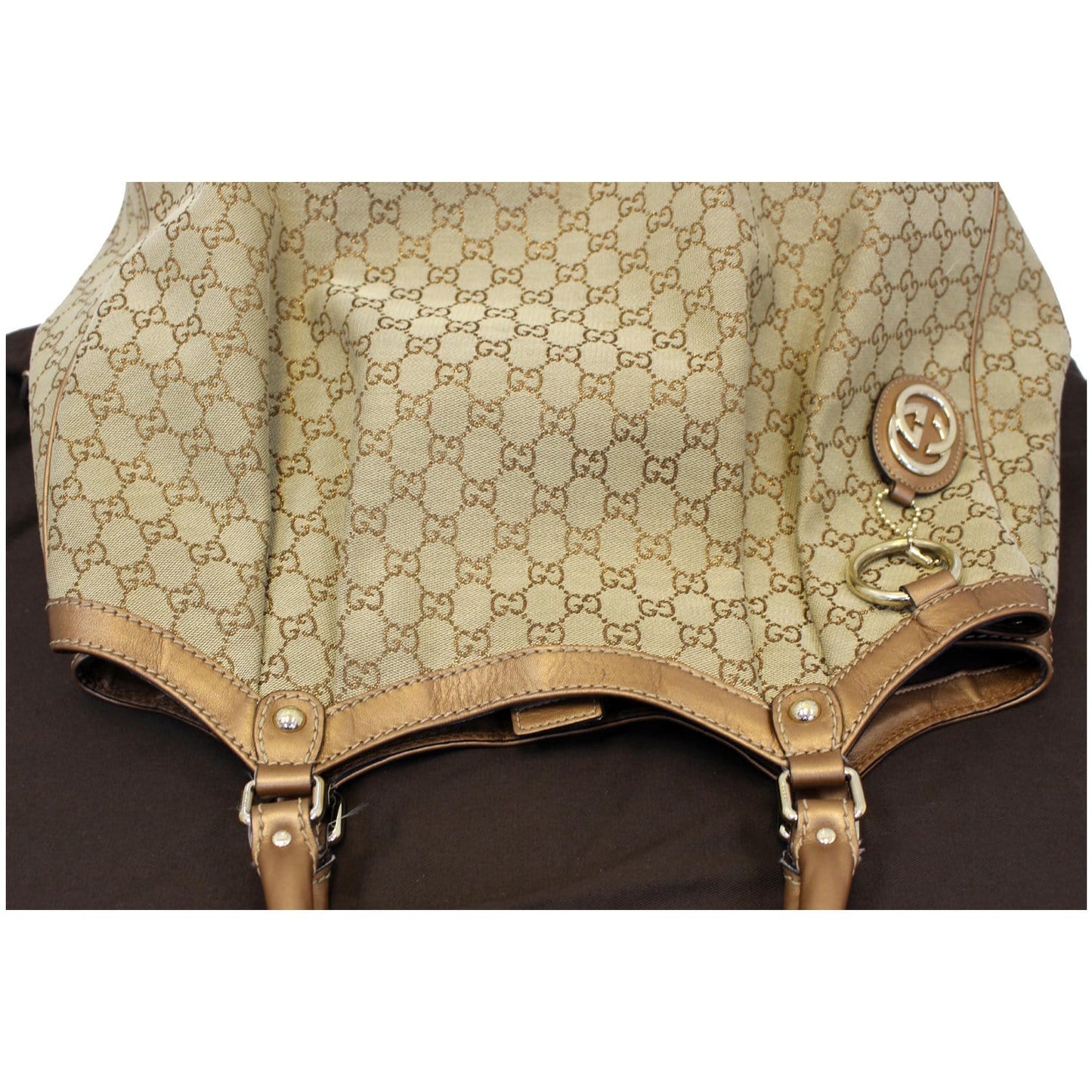 GUCCI Sukey Large GG Canvas Tote Bag Beige 211943