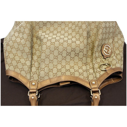 GUCCI Sukey Large GG Canvas Tote Bag Beige 211943