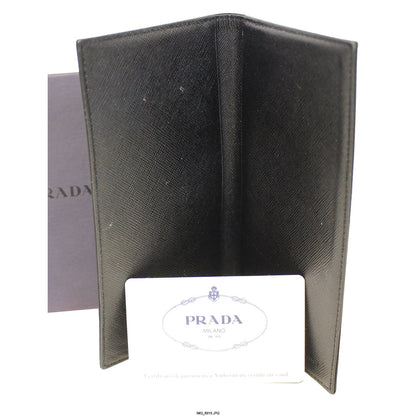 PRADA Black Nylon Checkbook Cover Wallet