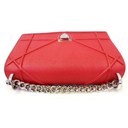 CHRISTIAN DIOR Diorama Flap Red Grained Leather Small Shoulder Bag