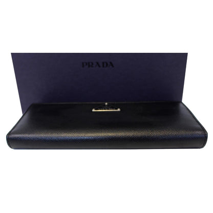 PRADA Saffiano Triangle Continental Flap Wallet
