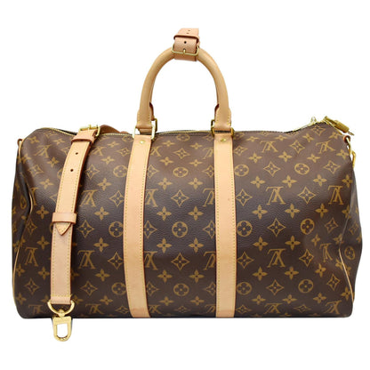 LOUIS VUITTON Keepall 45 Bandouliere Monogram Canvas Travel Bag Brown