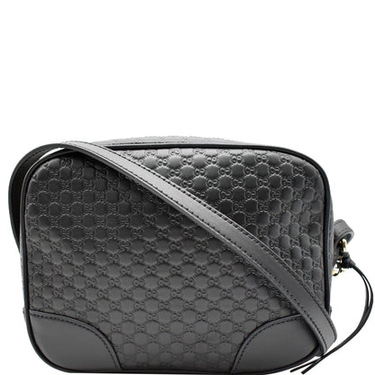 GUCCI Bree Mini GG Microguccissima Leather Crossbody Bag Black 449413