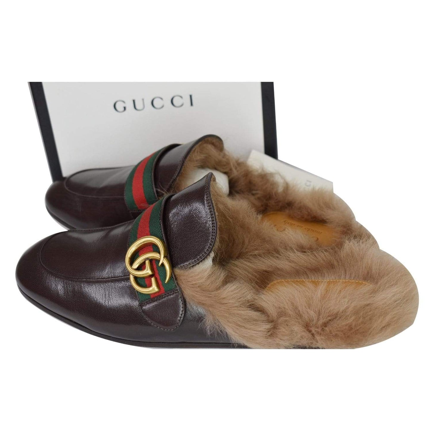 GUCCI Princetown Fur Leather Slipper Cocoa Brown US 7 - 25% OFF