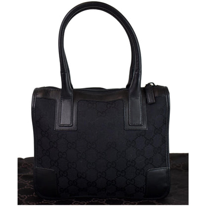 GUCCI Micro GG Top Handle Leather Tote Bag Black 000.0856
