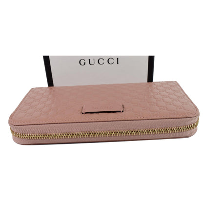 GUCCI Micro GG Guccissima Zip Around Wallet Pink 449391