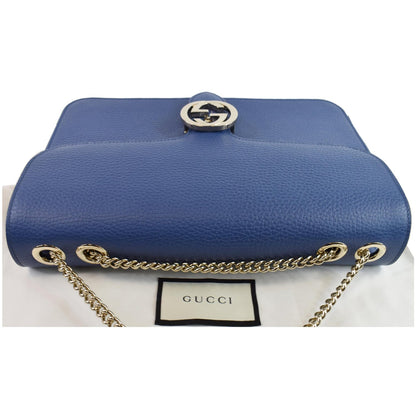 Gucci Interlocking GG Calfskin Leather Shoulder Bag Blue 510303