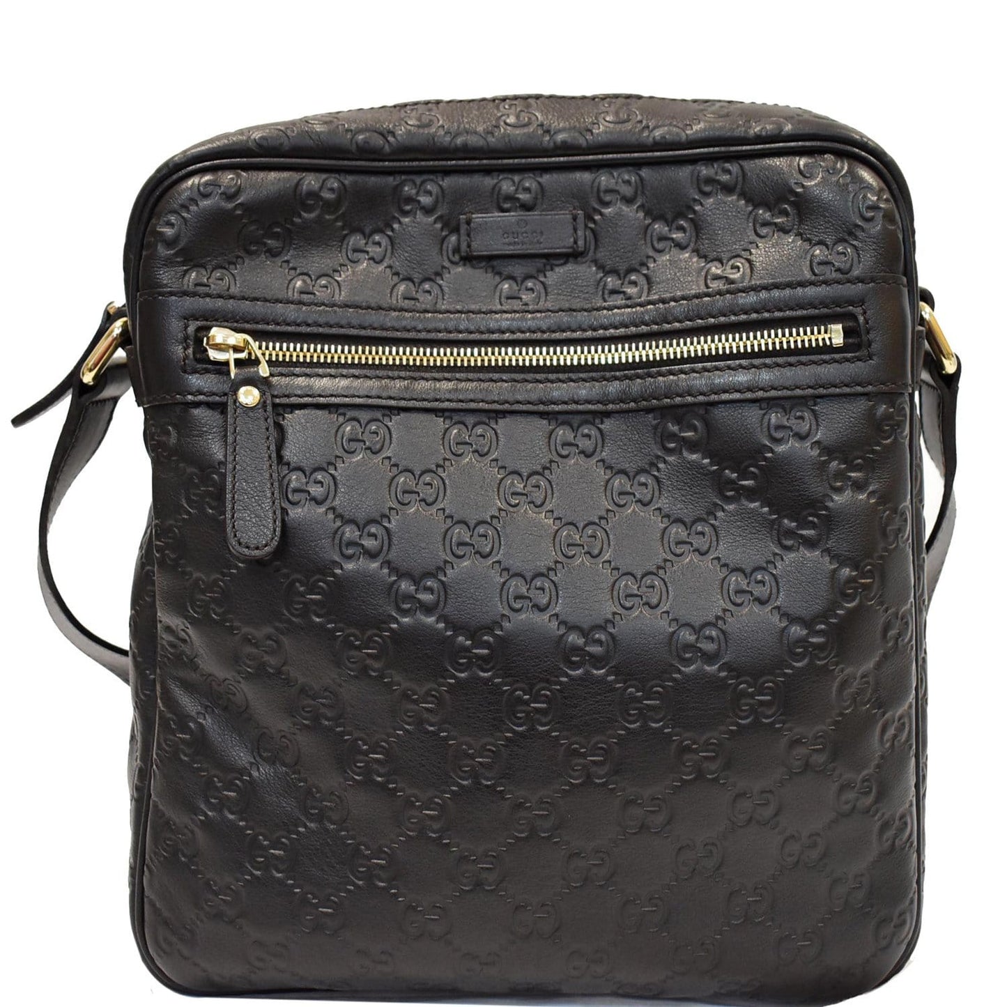 GUCCI Guccissima Leather Messenger Bag Black 201448